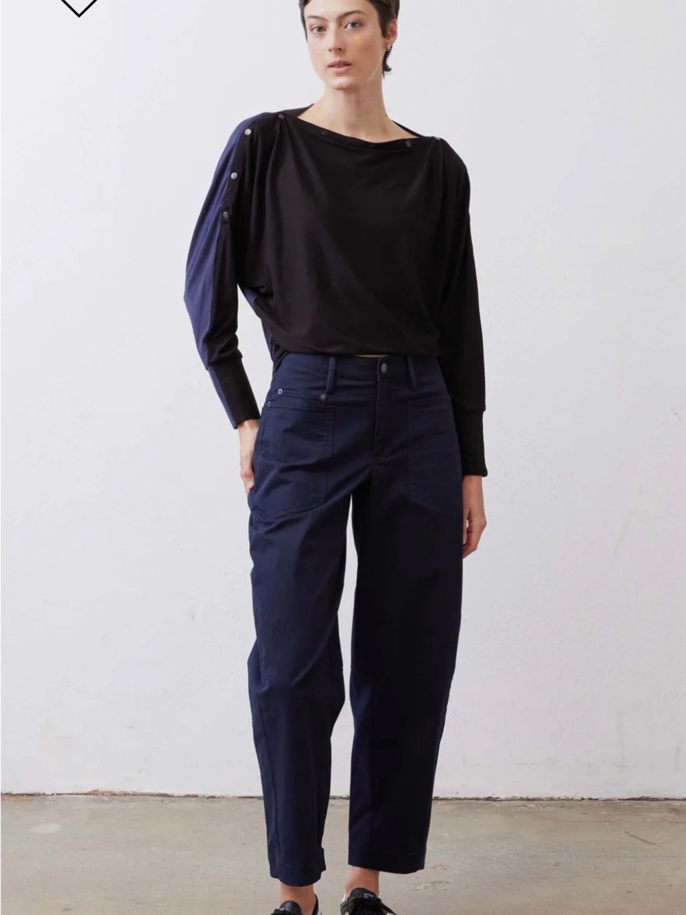 High-Rise Wide-Leg Navy Utility Pant